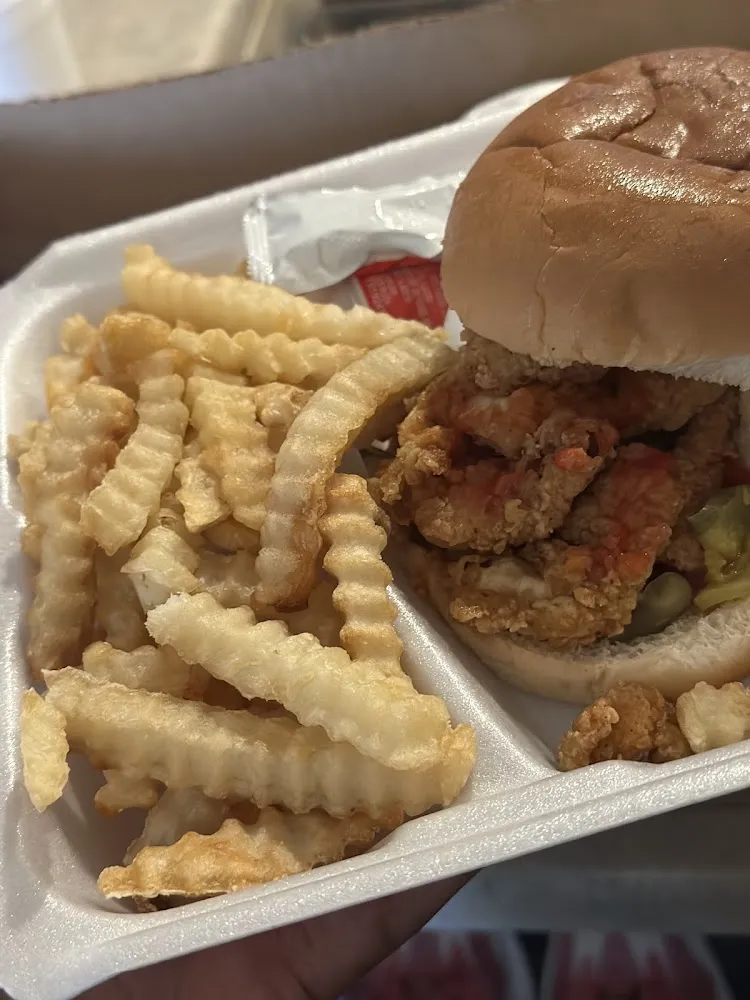 Chicken Strip Sandwich and Fries